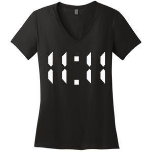 11 11 Synchronicity Spiritual Numerology 1111 Motivational Women's V-Neck T-Shirt