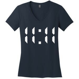 11 11 Synchronicity Spiritual Numerology 1111 Motivational Women's V-Neck T-Shirt