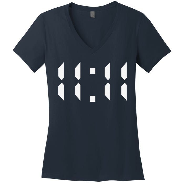 11 11 Synchronicity Spiritual Numerology 1111 Motivational Women's V-Neck T-Shirt