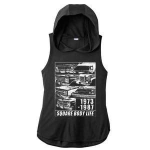 1973 1987 Square Body Truck Squarebody Ladies PosiCharge Tri-Blend Wicking Draft Hoodie Tank