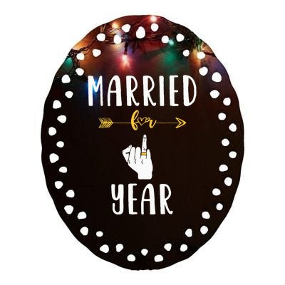 1st 1 Year Wedding Anniversary Gift Married Husband Wife Ceramic Oval Ornament