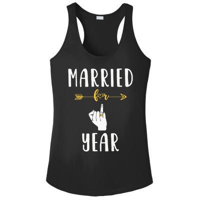 1st 1 Year Wedding Anniversary Gift Married Husband Wife Ladies PosiCharge Competitor Racerback Tank