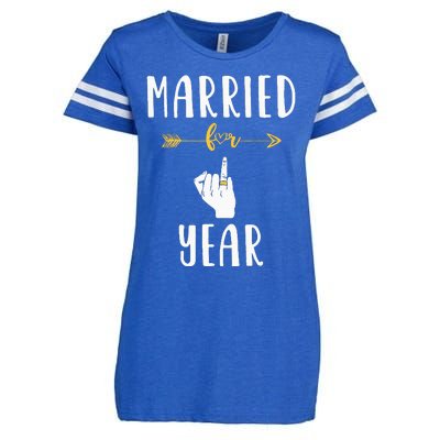 1st 1 Year Wedding Anniversary Gift Married Husband Wife Enza Ladies Jersey Football T-Shirt