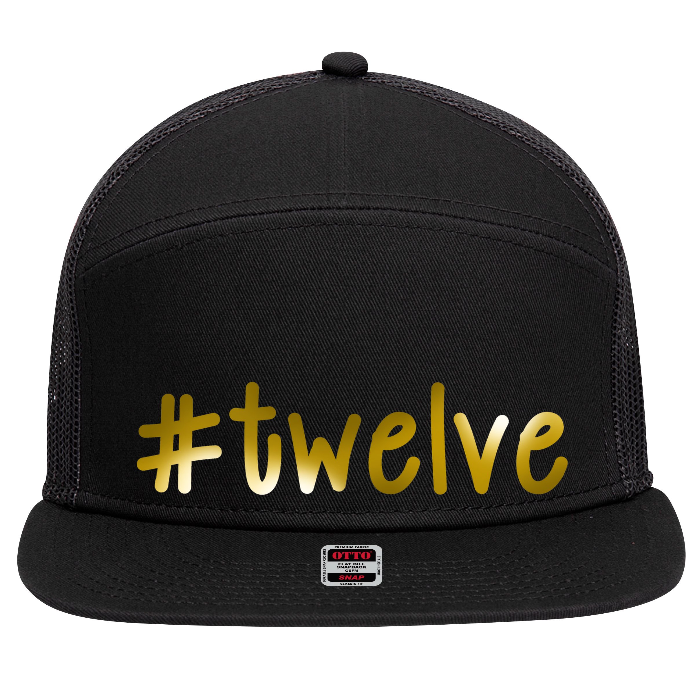 #12 Years Old Gold Limited Edition Birthday 7 Panel Mesh Trucker Snapback Hat