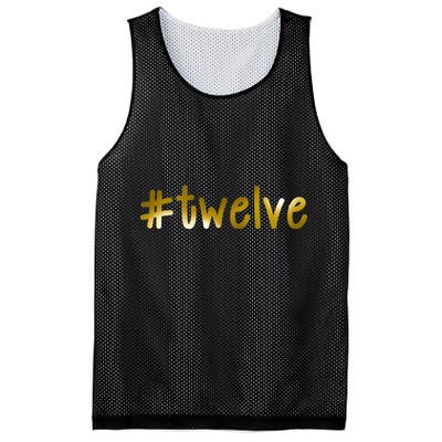 #12 Years Old Gold Limited Edition Birthday Mesh Reversible Basketball Jersey Tank
