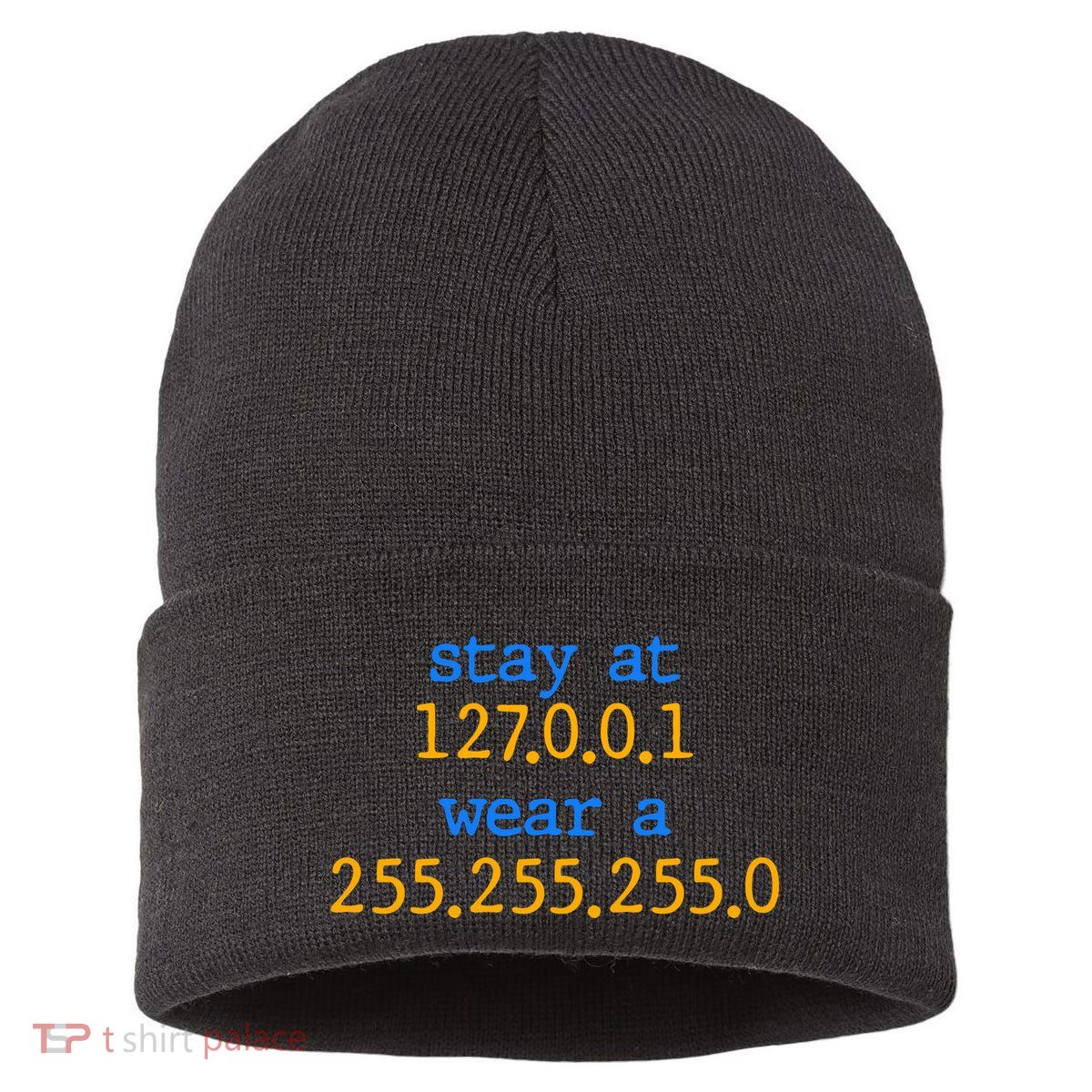 127.0.0.1 255.255.255.0 Code Stay At Home Wear A Face Mask Sustainable Knit Beanie
