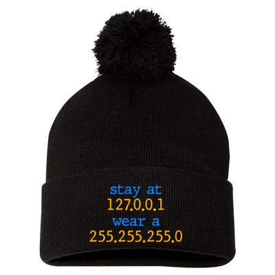 127.0.0.1 255.255.255.0 Code Stay At Home Wear A Face Mask Pom Pom 12in Knit Beanie