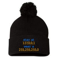 127.0.0.1 255.255.255.0 Code Stay At Home Wear A Face Mask Pom Pom 12in Knit Beanie