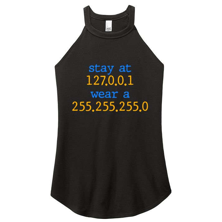 127.0.0.1 255.255.255.0 Code Stay At Home Wear A Face Mask Women's Perfect Tri Rocker Tank