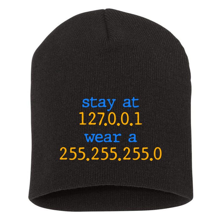 127.0.0.1 255.255.255.0 Code Stay At Home Wear A Face Mask Short Acrylic Beanie