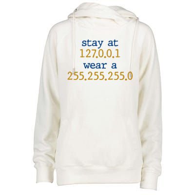 127.0.0.1 255.255.255.0 Code Stay At Home Wear A Face Mask Womens Funnel Neck Pullover Hood