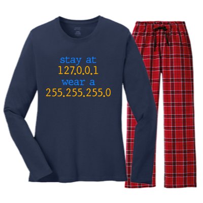 127.0.0.1 255.255.255.0 Code Stay At Home Wear A Face Mask Women's Long Sleeve Flannel Pajama Set 