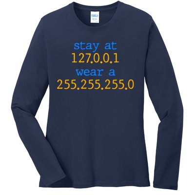 127.0.0.1 255.255.255.0 Code Stay At Home Wear A Face Mask Ladies Long Sleeve Shirt