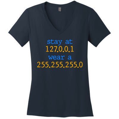 127.0.0.1 255.255.255.0 Code Stay At Home Wear A Face Mask Women's V-Neck T-Shirt