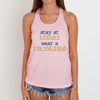 127.0.0.1 255.255.255.0 Code Stay At Home Wear A Face Mask Women's Knotted Racerback Tank