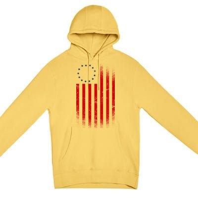 13 Colonies Betty Ross Vintage Flag Premium Pullover Hoodie