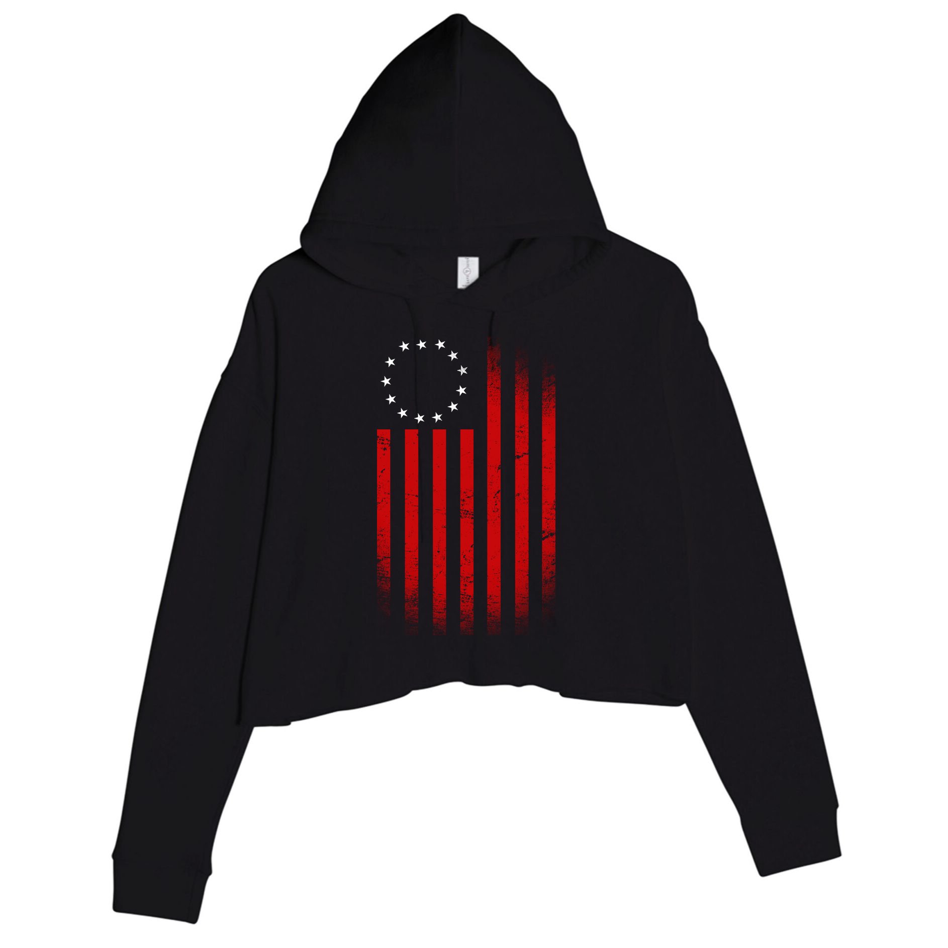13 Colonies Betty Ross Vintage Flag Crop Fleece Hoodie