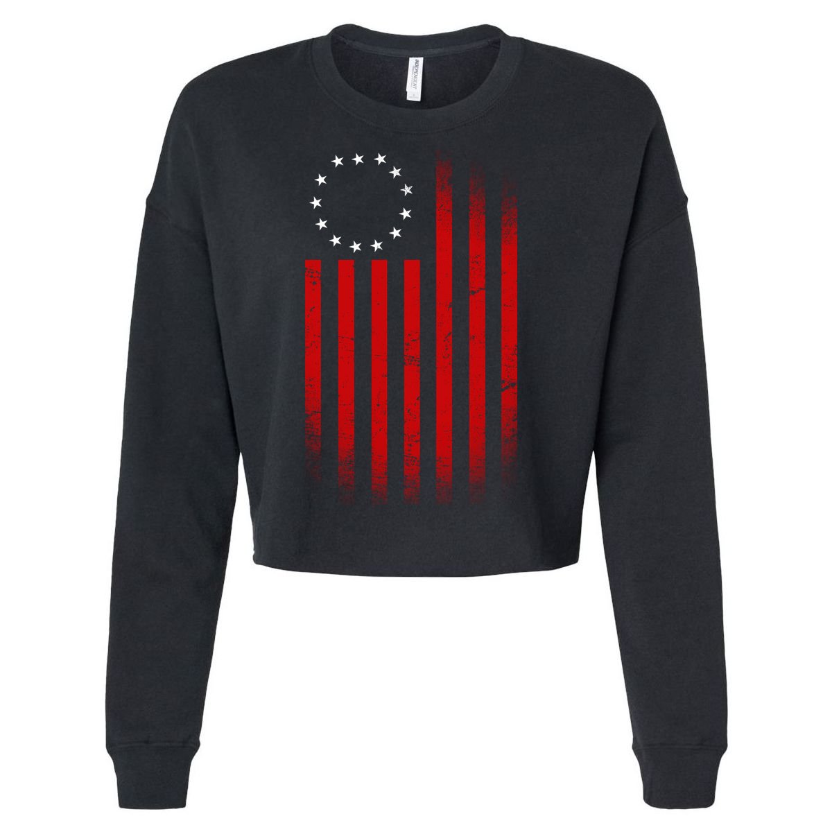 13 Colonies Betty Ross Vintage Flag Cropped Pullover Crew
