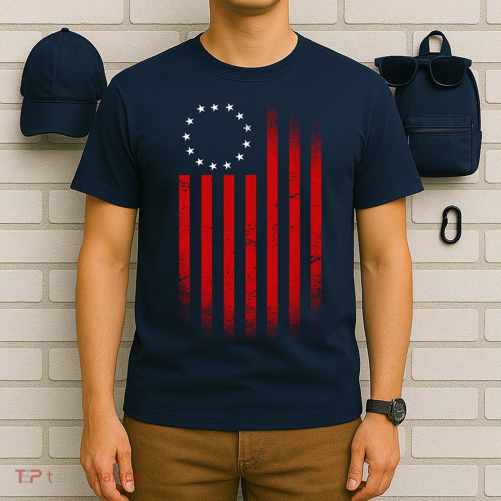 13 Colonies Betty Ross Vintage Flag T-Shirt