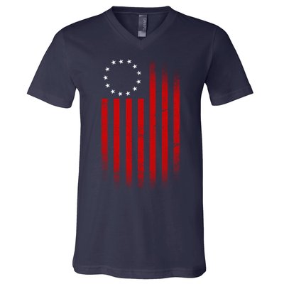 13 Colonies Betty Ross Vintage Flag V-Neck T-Shirt