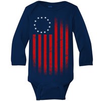 13 Colonies Betty Ross Vintage Flag Baby Long Sleeve Bodysuit