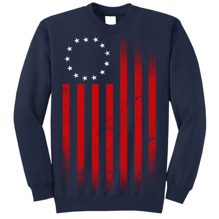 13 Colonies Betty Ross Vintage Flag Tall Sweatshirt