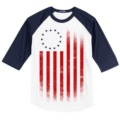 13 Colonies Betty Ross Vintage Flag Baseball Sleeve Shirt