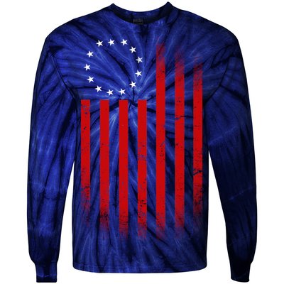 13 Colonies Betty Ross Vintage Flag Tie-Dye Long Sleeve Shirt