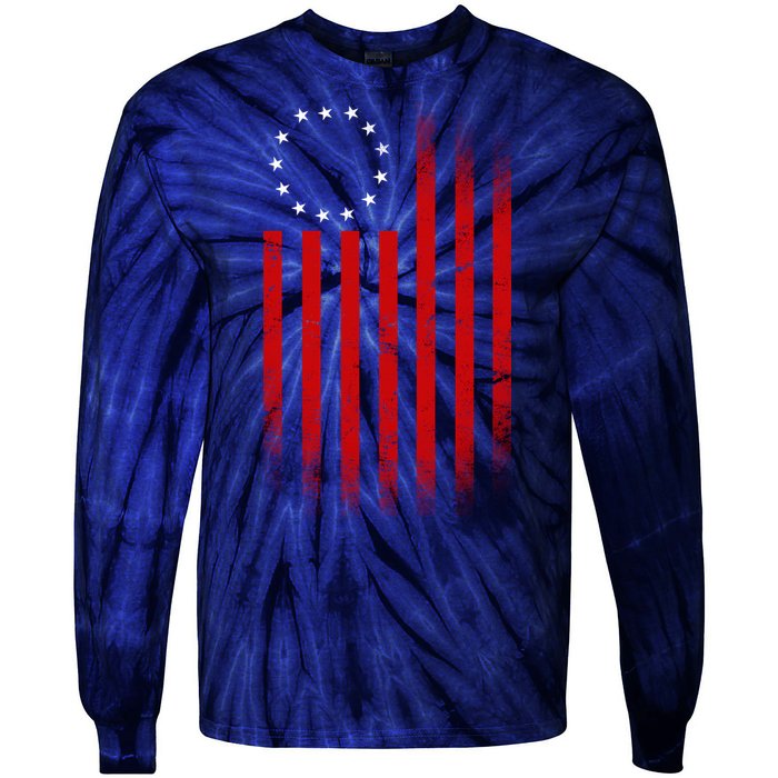 13 Colonies Betty Ross Vintage Flag Tie-Dye Long Sleeve Shirt