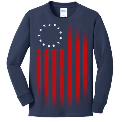 13 Colonies Betty Ross Vintage Flag Kids Long Sleeve Shirt