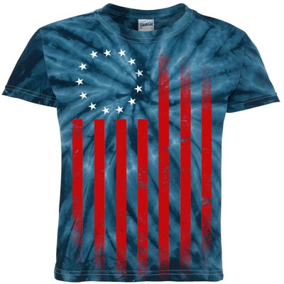 13 Colonies Betty Ross Vintage Flag Kids Tie-Dye T-Shirt