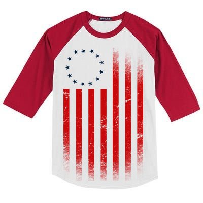 13 Colonies Betty Ross Vintage Flag Kids Colorblock Raglan Jersey