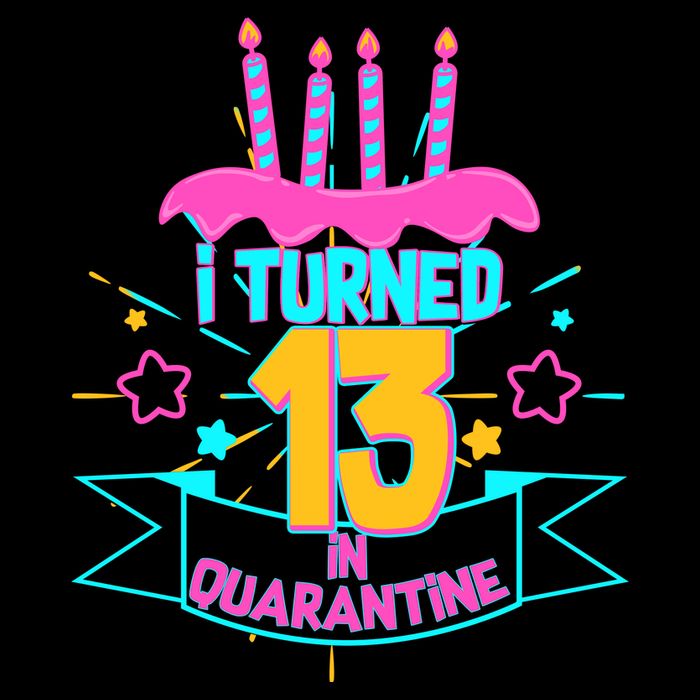 13th Birthday I Turned 13 In Quarantine Pink Frosting Stripe Pom Pom Beanie