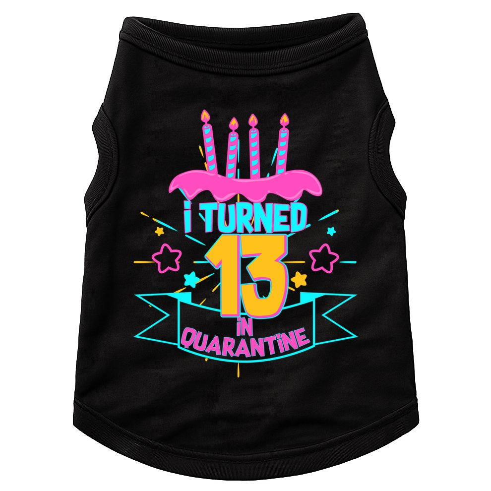 13th Birthday I Turned 13 In Quarantine Pink Frosting Doggie Tank