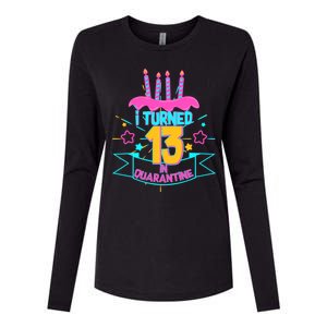 13th Birthday I Turned 13 In Quarantine Pink Frosting Womens Cotton Relaxed Long Sleeve T-Shirt