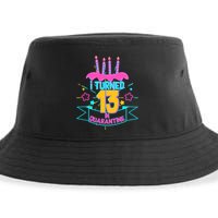 13th Birthday I Turned 13 In Quarantine Pink Frosting Sustainable Bucket Hat