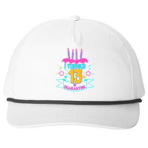 13th Birthday I Turned 13 In Quarantine Pink Frosting Snapback Five-Panel Rope Hat