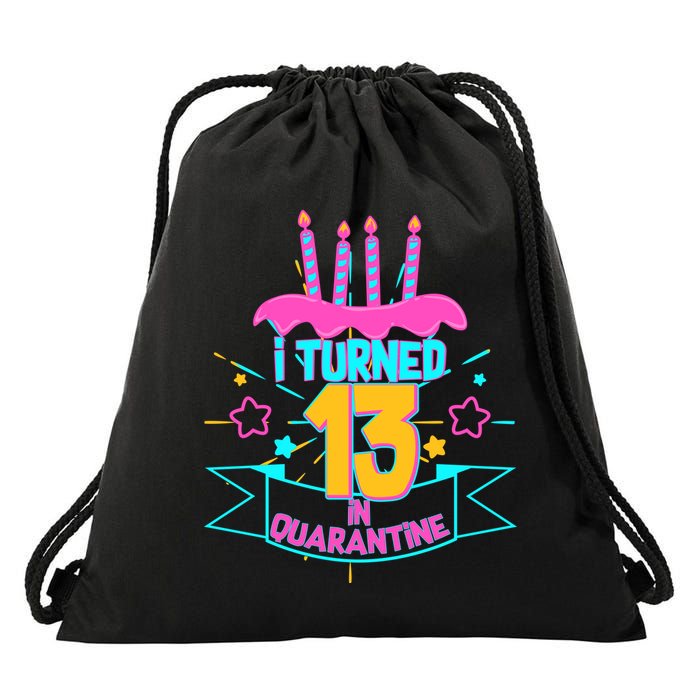 13th Birthday I Turned 13 In Quarantine Pink Frosting Drawstring Bag