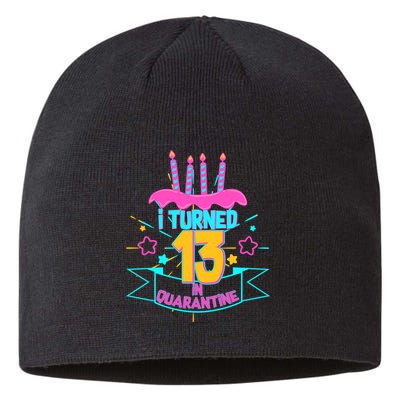 13th Birthday I Turned 13 In Quarantine Pink Frosting Sustainable Beanie