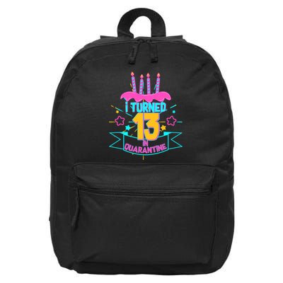 13th Birthday I Turned 13 In Quarantine Pink Frosting 16 in Basic Backpack