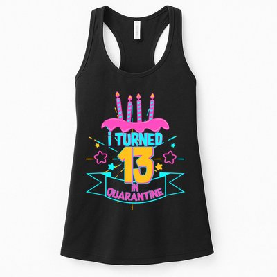 13th Birthday I Turned 13 In Quarantine Pink Frosting Womens Tank Top