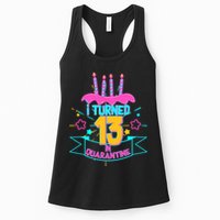 13th Birthday I Turned 13 In Quarantine Pink Frosting Womens Tank Top