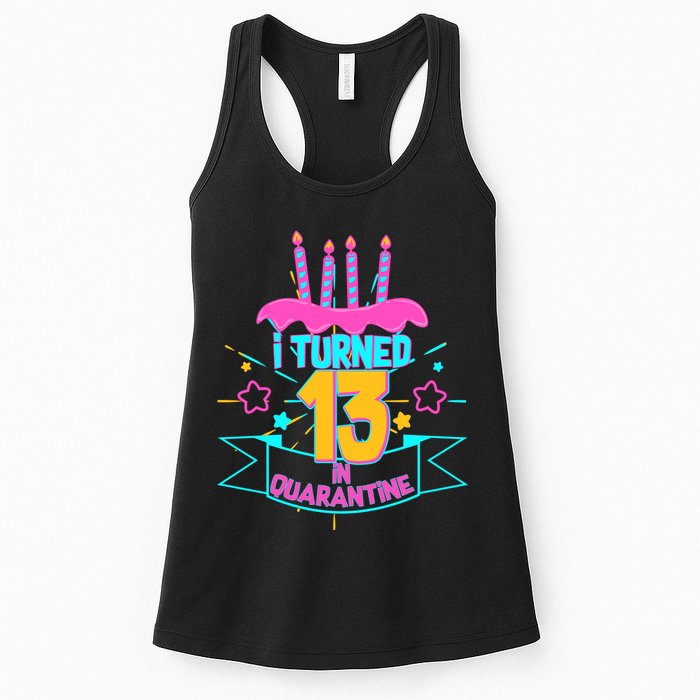 13th Birthday I Turned 13 In Quarantine Pink Frosting Womens Tank Top