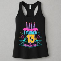 13th Birthday I Turned 13 In Quarantine Pink Frosting Womens Tank Top