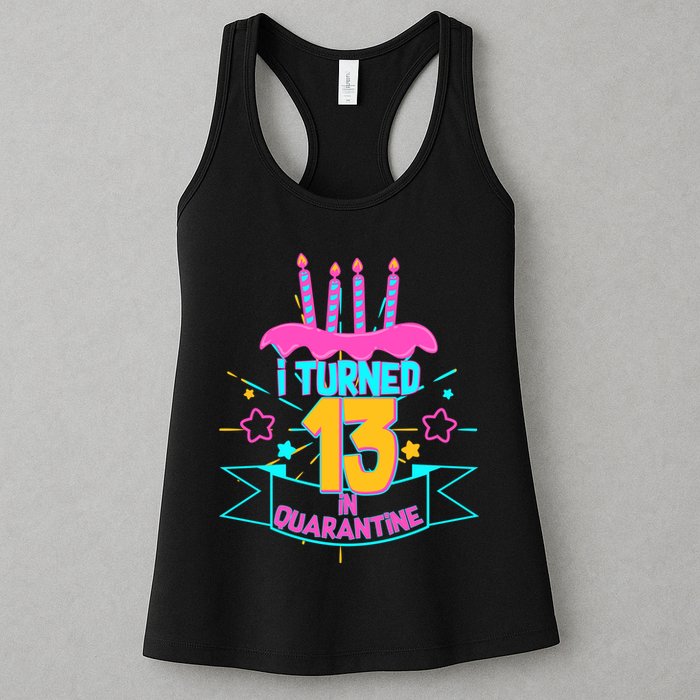 13th Birthday I Turned 13 In Quarantine Pink Frosting Womens Tank Top