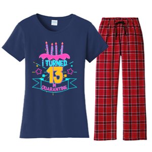 13th Birthday I Turned 13 In Quarantine Pink Frosting Women's Flannel Pajama Set