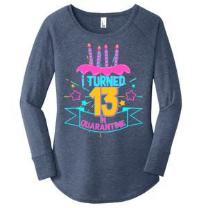 13th Birthday I Turned 13 In Quarantine Pink Frosting Women's Perfect Tri Tunic Long Sleeve Shirt