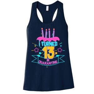 13th Birthday I Turned 13 In Quarantine Pink Frosting Women's Racerback Tank