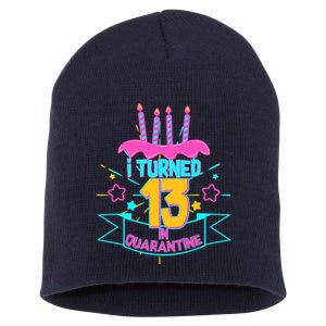 13th Birthday I Turned 13 In Quarantine Pink Frosting Short Acrylic Beanie