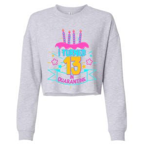 13th Birthday I Turned 13 In Quarantine Pink Frosting Cropped Pullover Crew